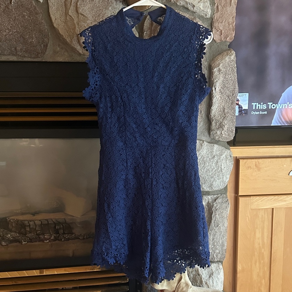 Elegant Navy Lace Romper
